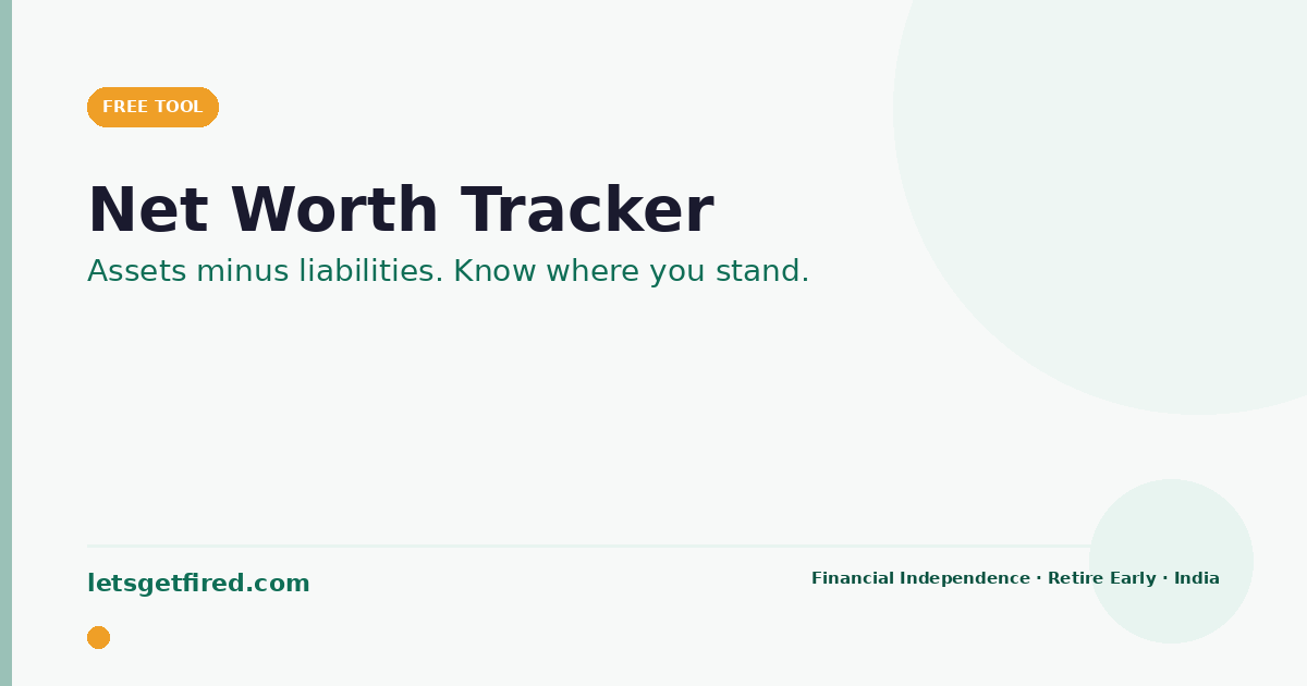 Net worth tracker India — assets minus liabilities and progress to your FIRE Number