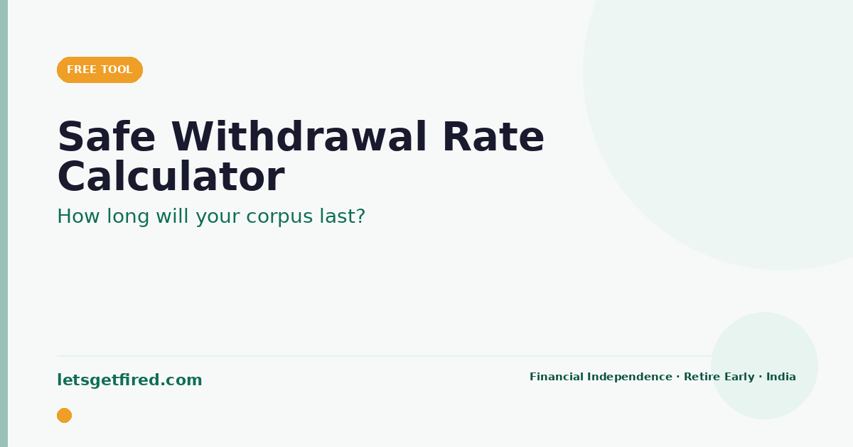 SWR calculator India &mdash; safe withdrawal rate tool for early retirement